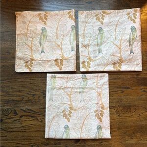 Pine Cone Hill Parrot Print 3 euro shams  in Pale Pink, Green, and Gold